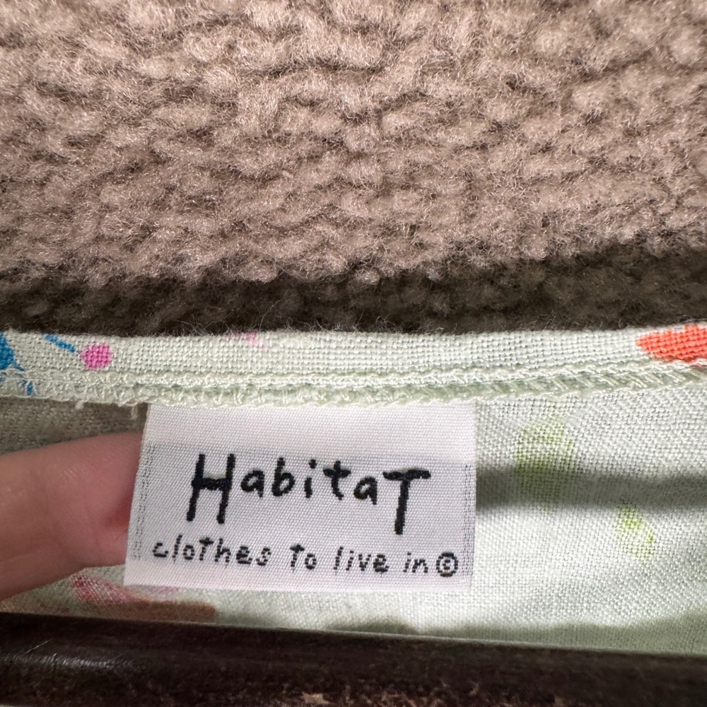 Habitat Button Front Top Womens Small Green Floral Linen 3/4 Sleeve Lagenlook - Picture 7 of 10